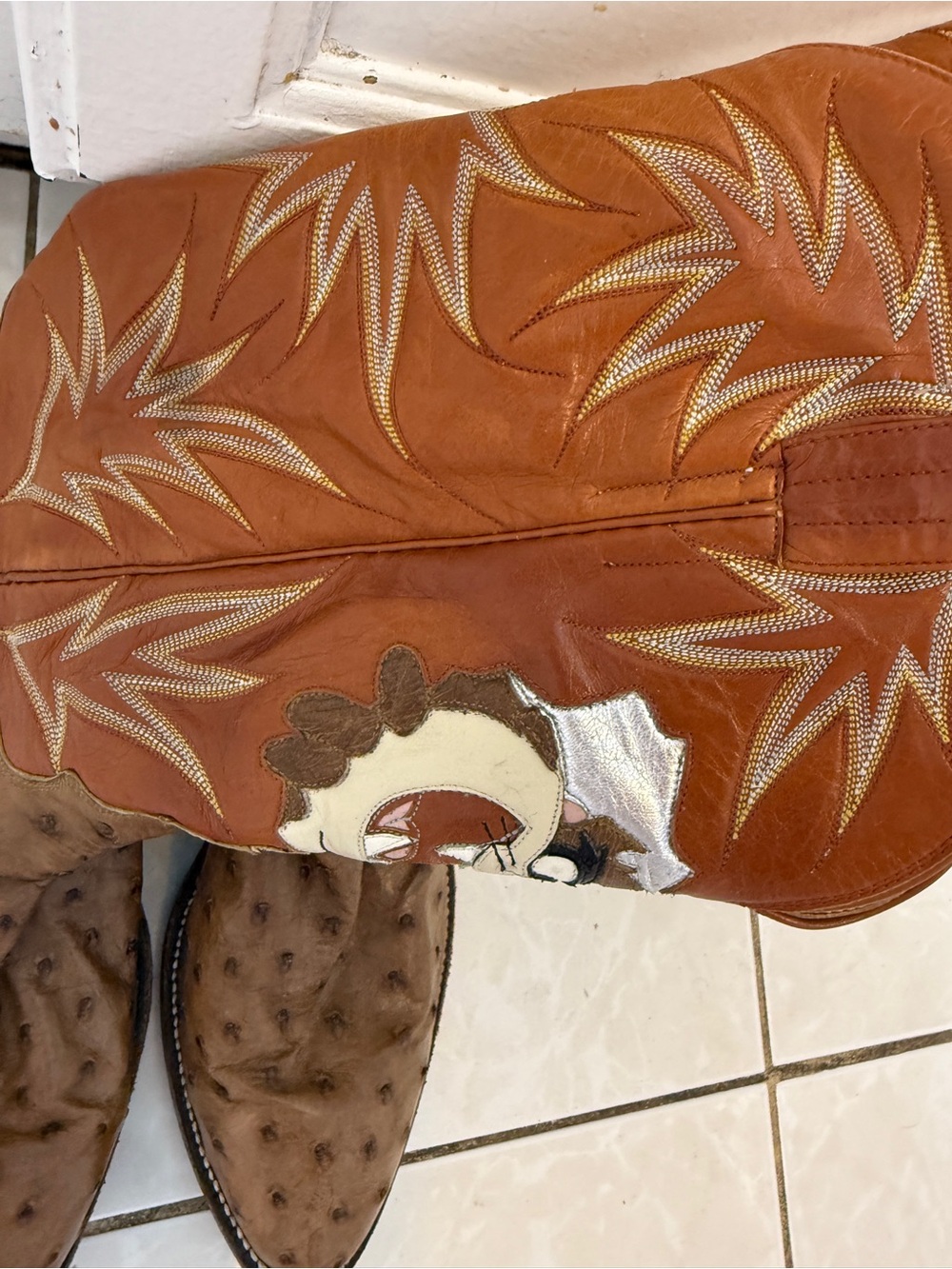Gary Tucker Custom Ostrich Taz Cowboy Boots Approx 10.5 - Picture 16 of 16